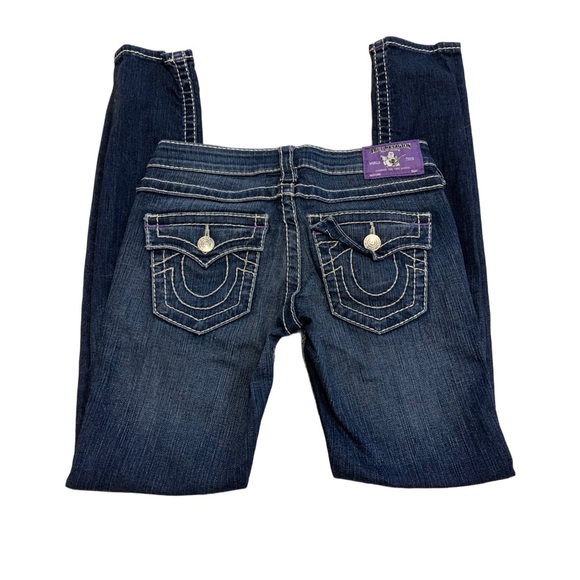 True Religion Women's Rocco Skinny Jeans with Flaps - Size 26 - Dark Wash - Picture 1 of 13